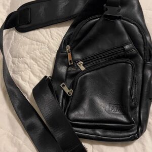 Black Leather Sling Bag